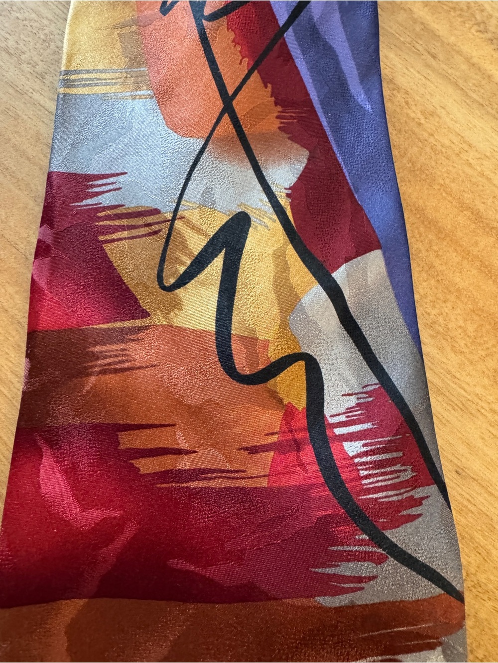 J. Garcia Alligator Works Collection 32 Abstract Multi-Color Silk Tie